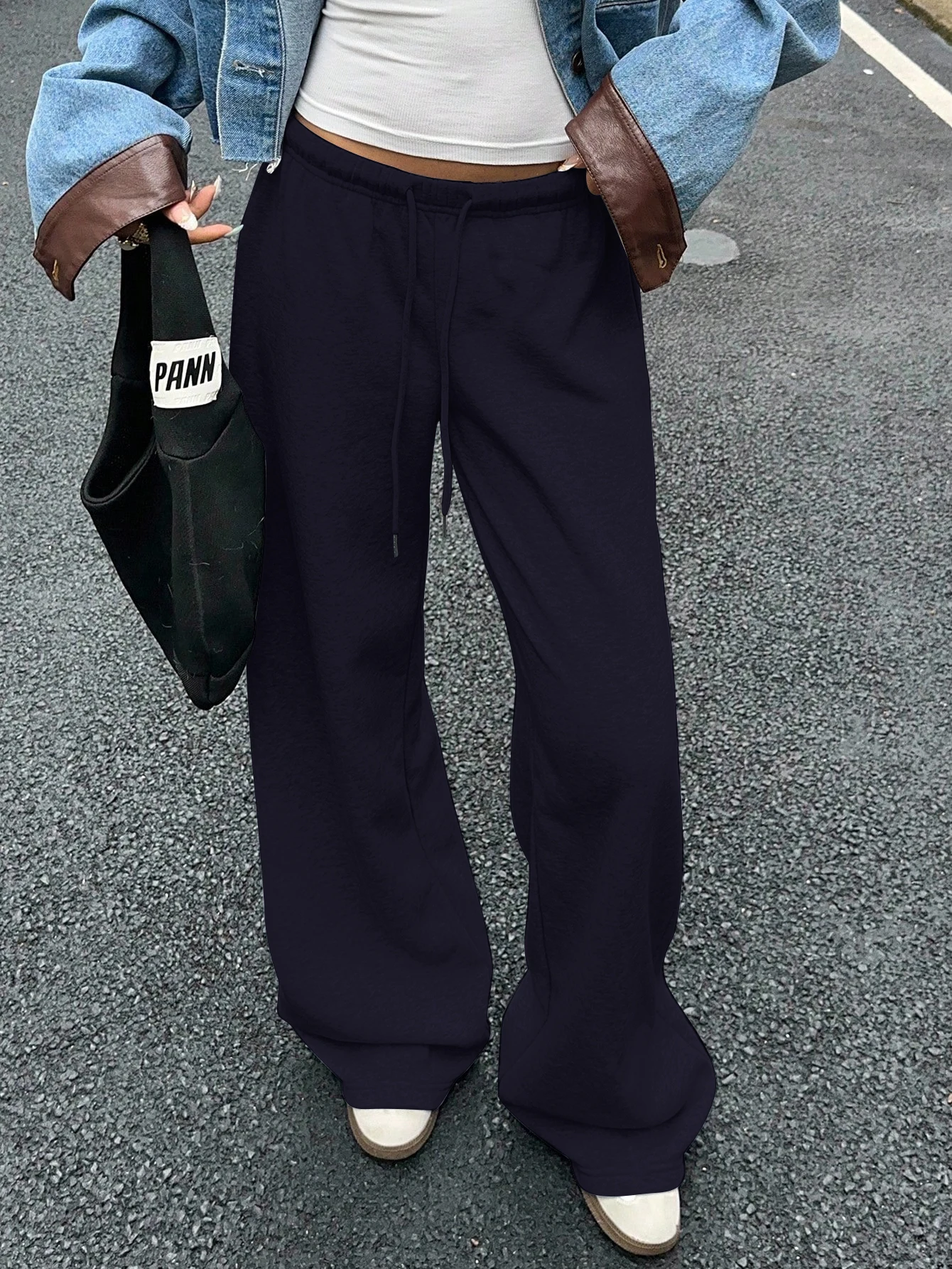 Women's Autumn & Spring Vintage Mid-Low Rise Lazy Flowy Track Pants - Versatile Sporty & Casual