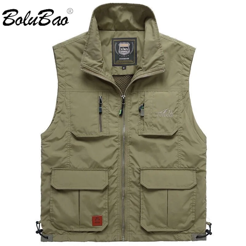 

BOLUBAO 2024 Outdoor Casual Vest For Men Solid Color Big Pocket Fashion Coat High Quality Design Casual Vest For Men