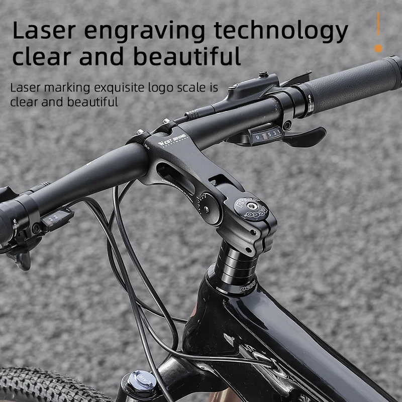 

WEST BIKING ±60° Adjustable Bicycle Stem Aluminum Alloy Bike Handlebar Riser Hollow Lightweight Cycling Stem for Mountain Road