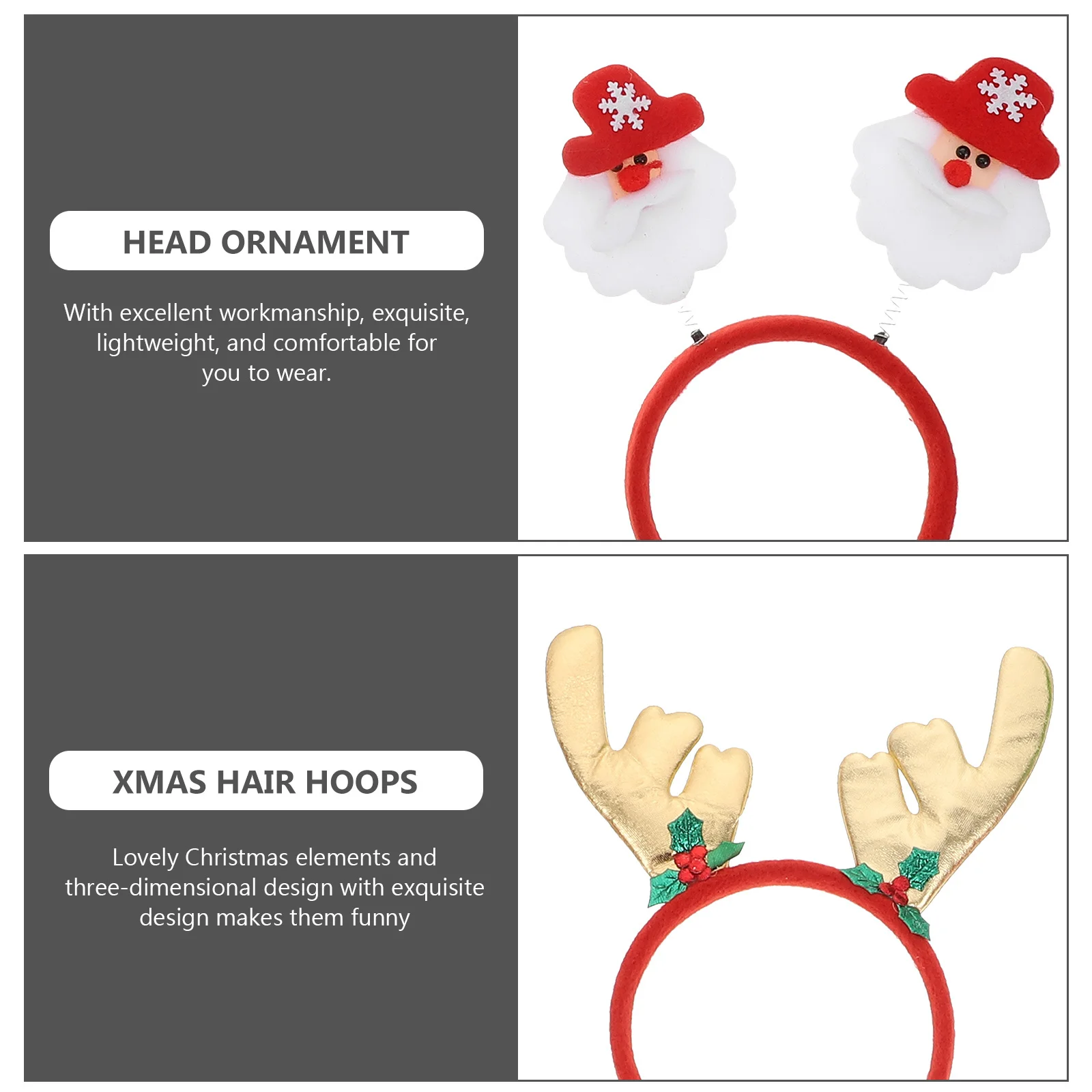 

12Pcs Xmas Hair Hoops Creative Christmas Head Ornament Lightweight Party Headdress for Children Xmas Gift Well-Made Hair