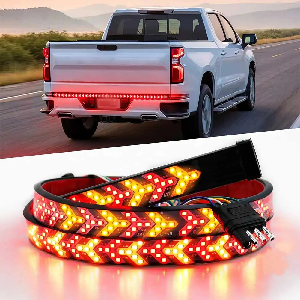 

60-дюймовая светодиодная водонепроницаемая лента для заднего борта автомобиля/грузовика: динамический указатель поворота, стоп-сигнал, задний ход, сигнальная лента