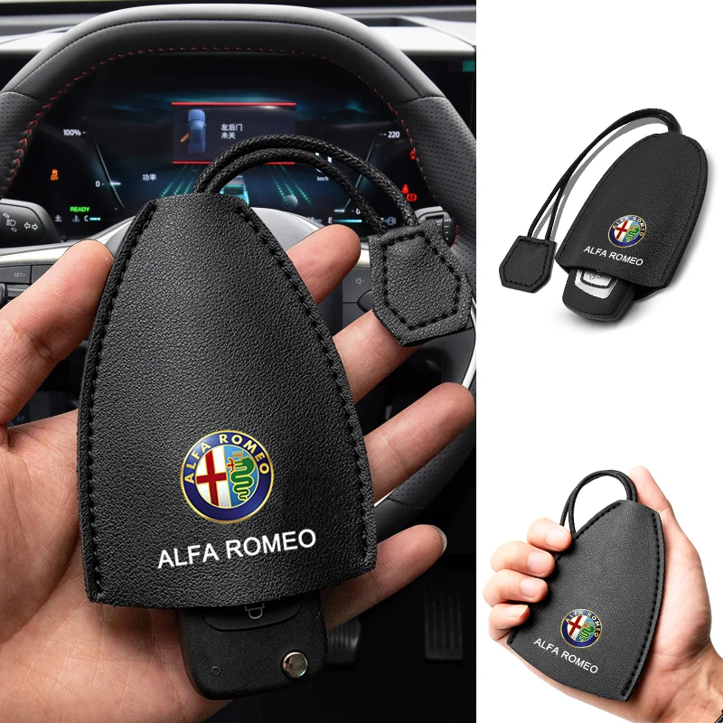 Car Leather Key Cover Creative Pull Key Bag For Alfa Romeo Giulia Stelvio Giulietta 156 159 147 Mito Tonale Brera Accessories