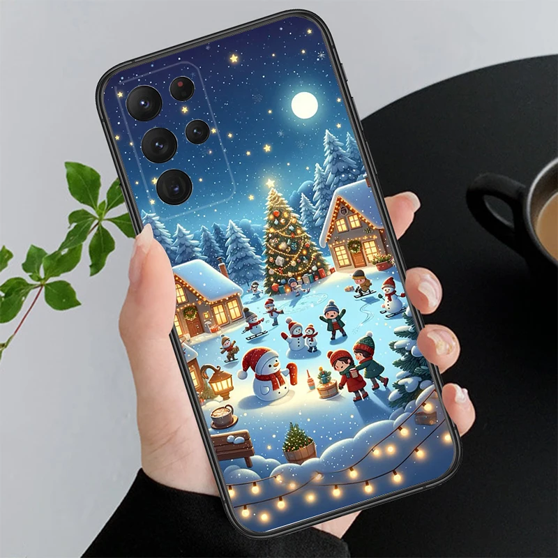 الكرتون لطيف عيد الميلاد قضية الهاتف لسامسونج A55 A16 A56 A36 A35 A15 A53 A54 A33 A34 A25 A05S A52 A52S A14 A24 A26 A71