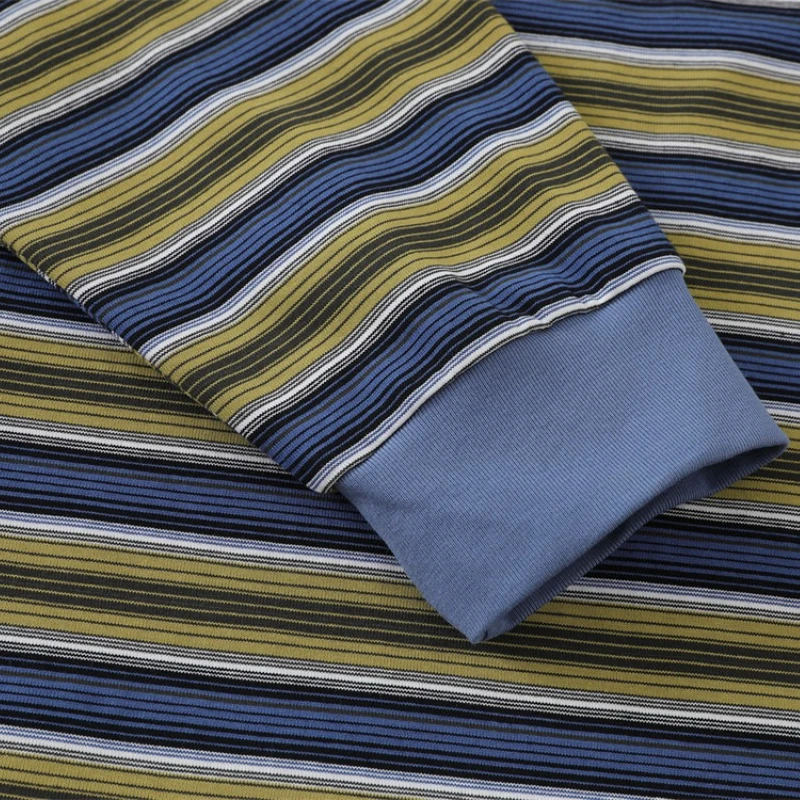 تي شيرت بولو بأكمام طويلة وياقة غير منتظمة للرجال مع نمط ملابس الشارع الأمريكي لربيع/خريف #5