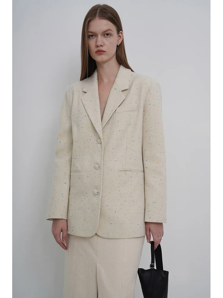 

Rowi Limited Edition Venice Film Collar Faionable Woolen Jaet Tweed Sle Single-Breasted ort Coat for Women