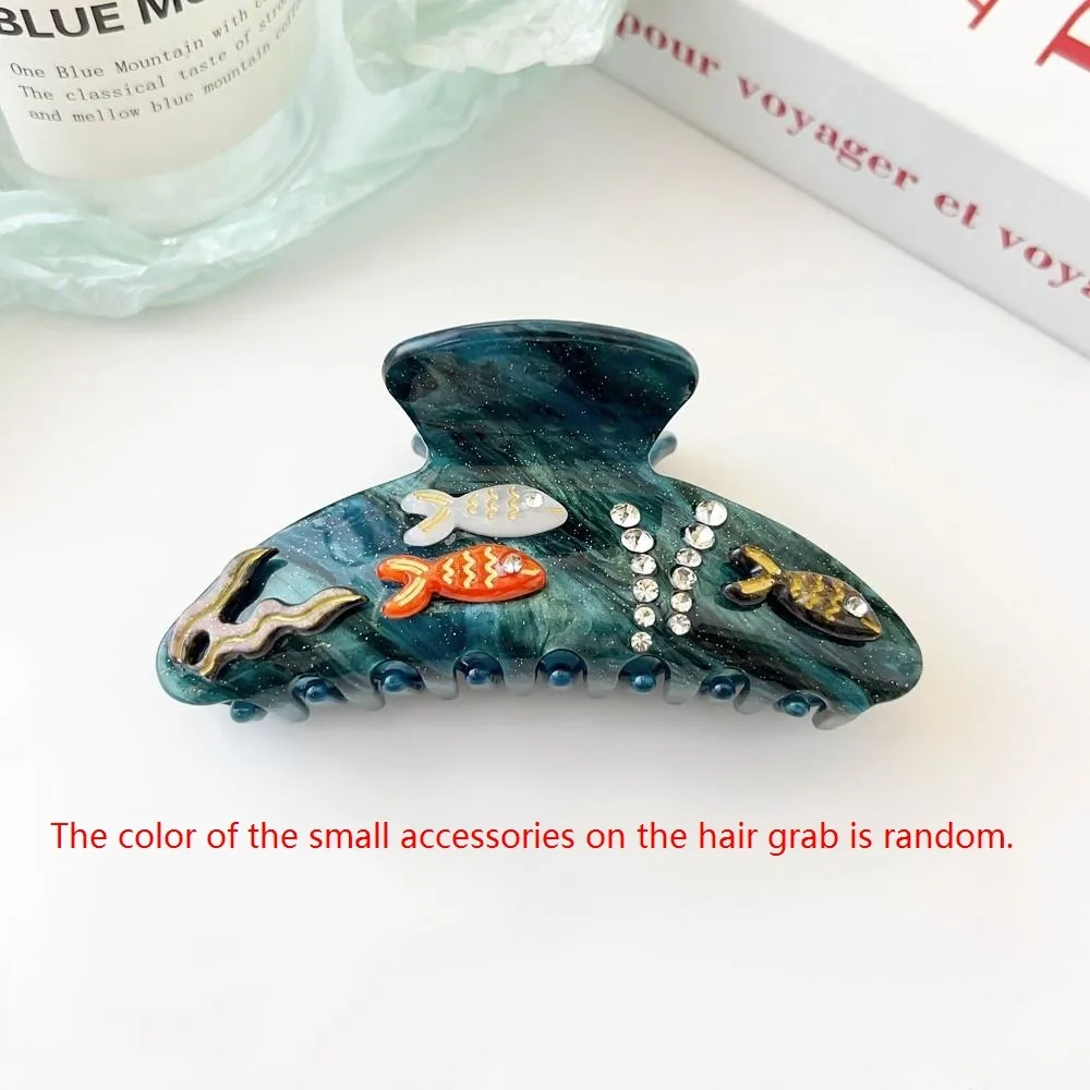 

Заколка-крабик для волос Sweet Starfish Ocean Shell с жемчугом и стразами, геометрическая акриловая заколка-жаберница для женщин