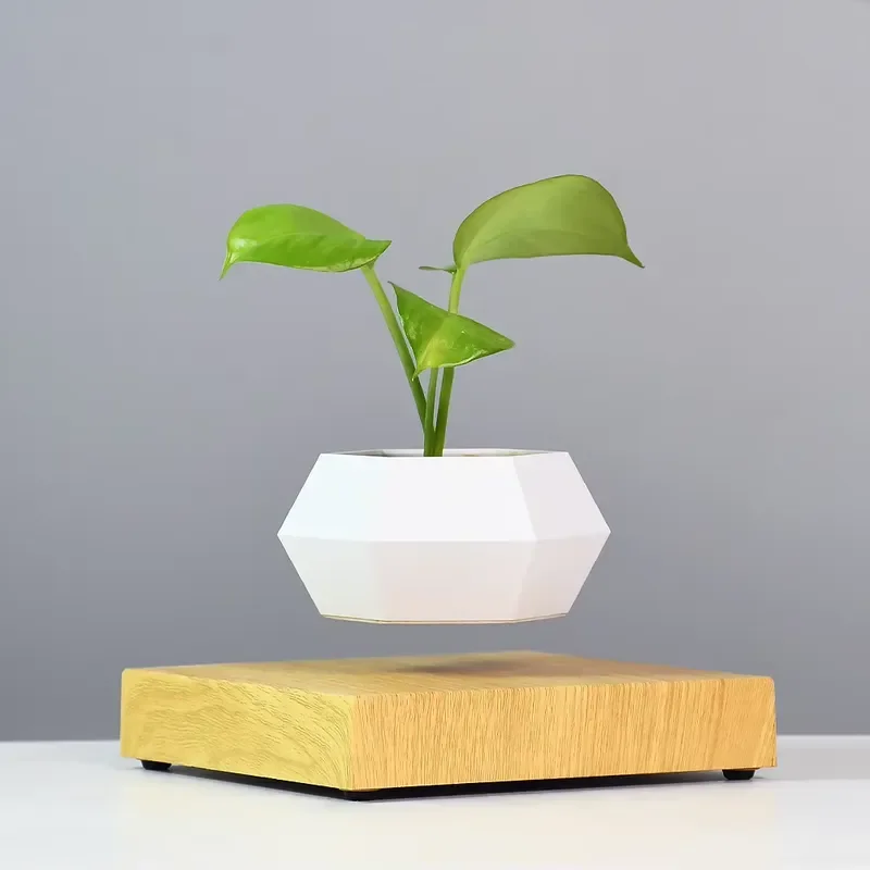 Hot Selling Magnetic Levitation Wooden Base Flower Pot Levitating Bonsai Floating Plant Pot Home Office Decoration Plant