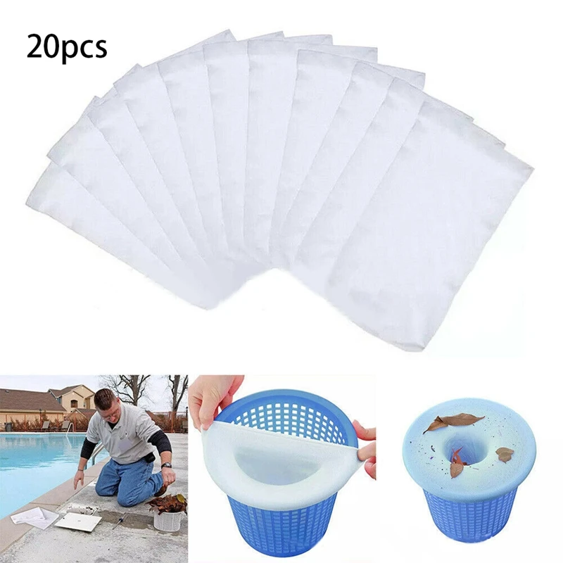 

20Pcs/Set Filter Storage Pool Skimmer Nylon Pool Filter Basket Skimmer White Bag Pool Cleaning Supplies Parts
