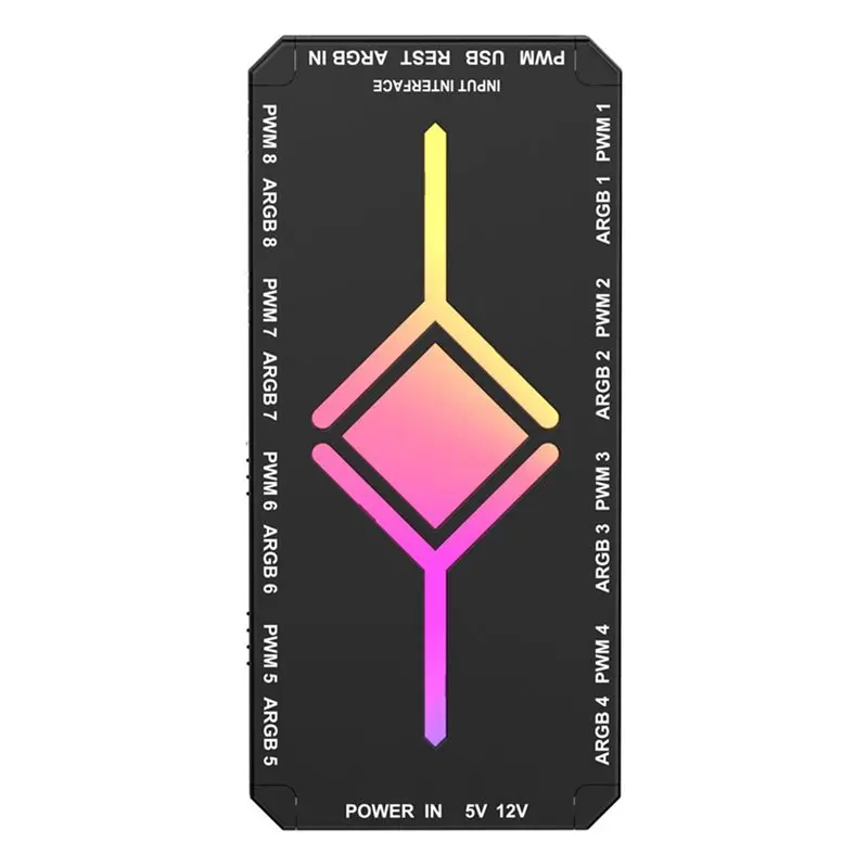 

Модуль управления освещением AU33-PWM/Fan/RGB, 5В, 3-контактный ARGB/PWM-хаб для управления вентиляторами корпуса ПК, черный