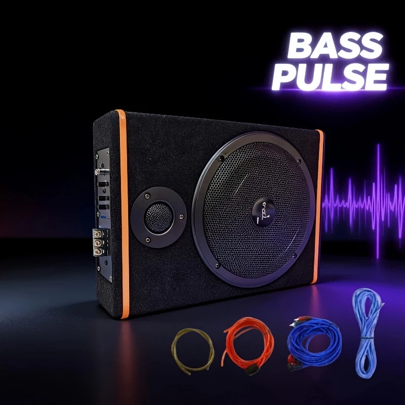 Slim and powerful car subwoofer designed for deep bass，Easy to Install，Plug-and-play functionality，Enhance your in-car music exp