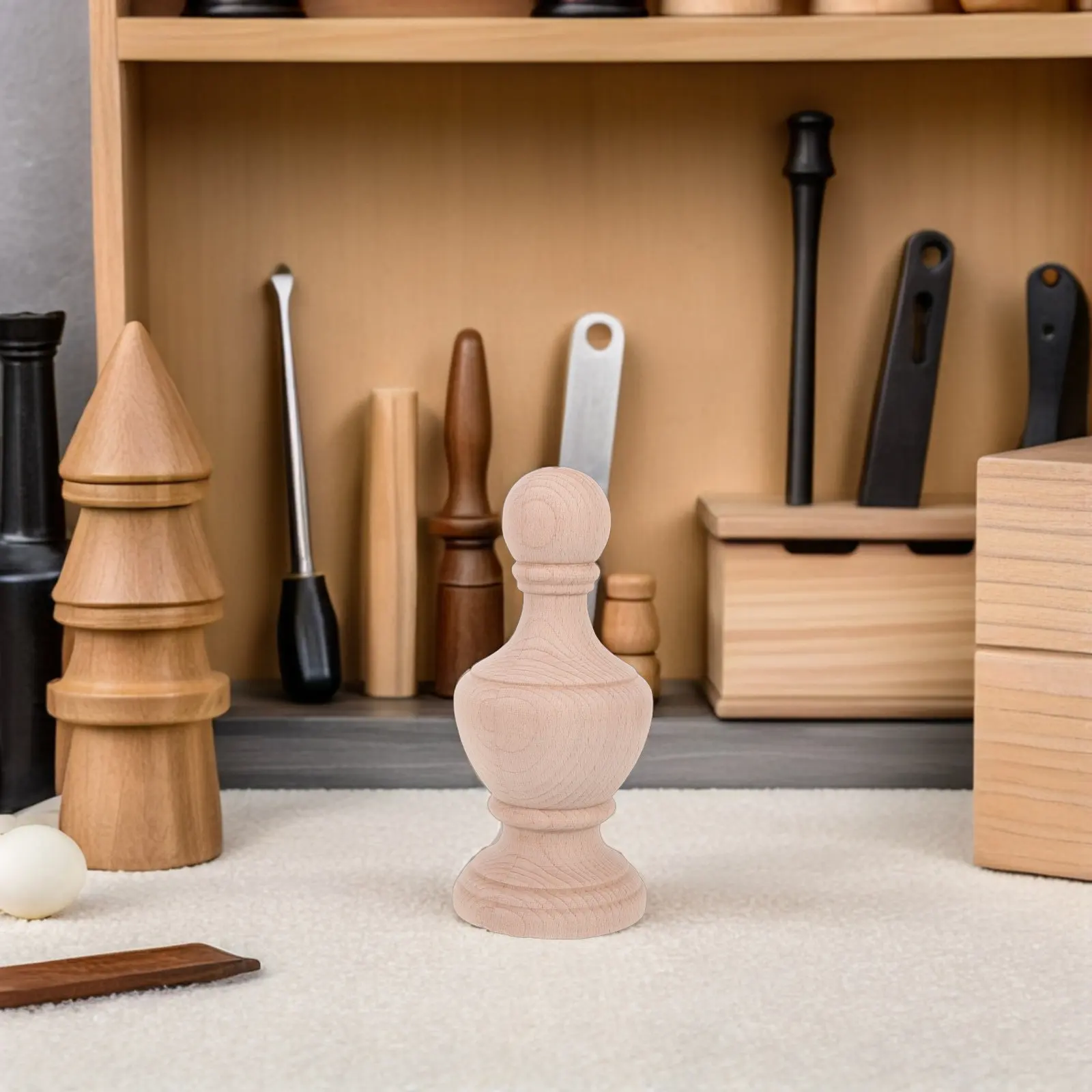 Tapa de poste de escalera de madera maciza sin acabar, remate decorativo redondo para columna de escalera, para el hogar