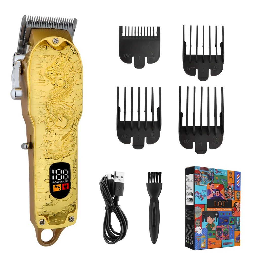 LQT Men's Hair clipper - Rechargeable hair trimmer with LED display, cordless hair trimmer for home and barber