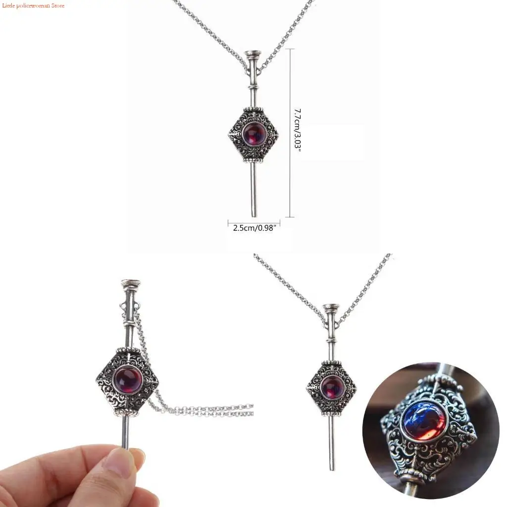 F92D Gothic Couple Gift Vintage Witchcraft Necklaces Dragon Breath Stone Neck Jewelry