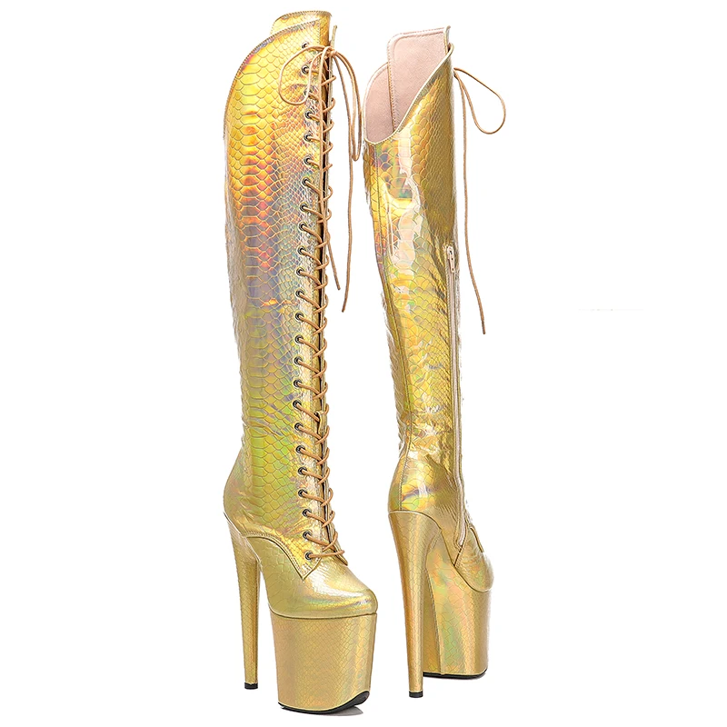 Leecabe  20CM/8inches PU  Upper exy exotic young trend fashion  boots High Heel   platform Pole Dance boot