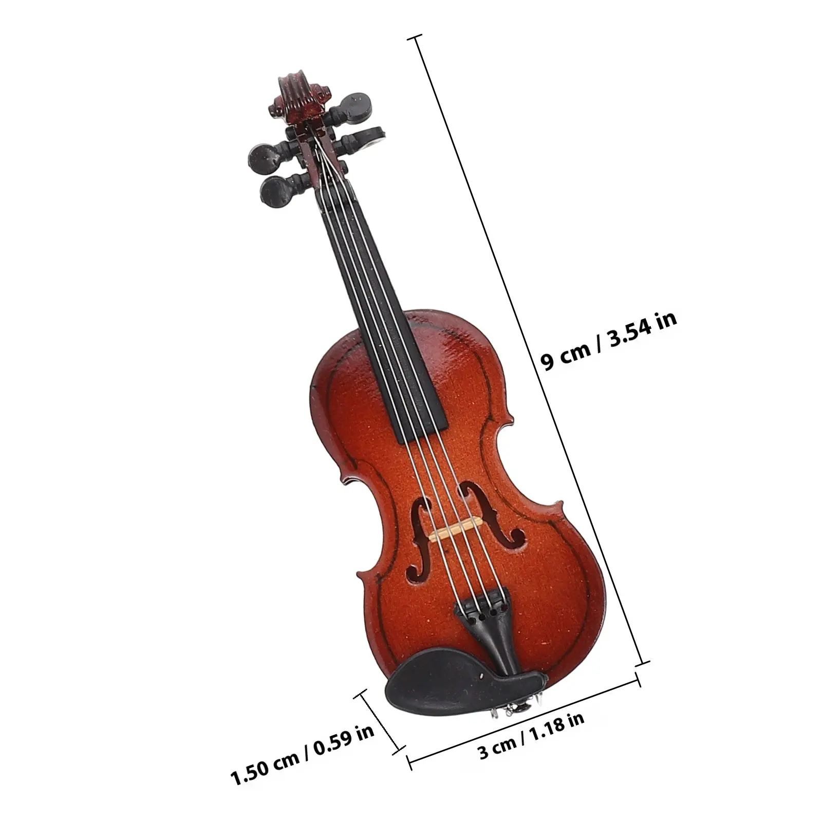 1Set Wooden Miniature Violin Decor Realistic Desktop Ornament Romantic Home Styling Accent Elegant Living Room Shelf Display
