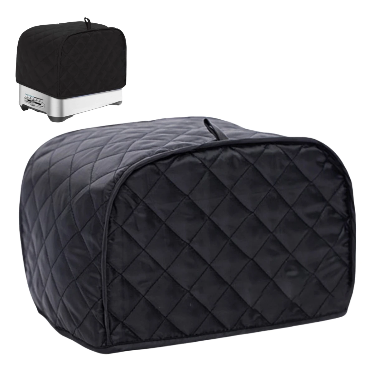 Toaster Cover Dust Protector For 2 Slice And 4 Slice Bread Makers Soft/ Lining With Top-Handle Black