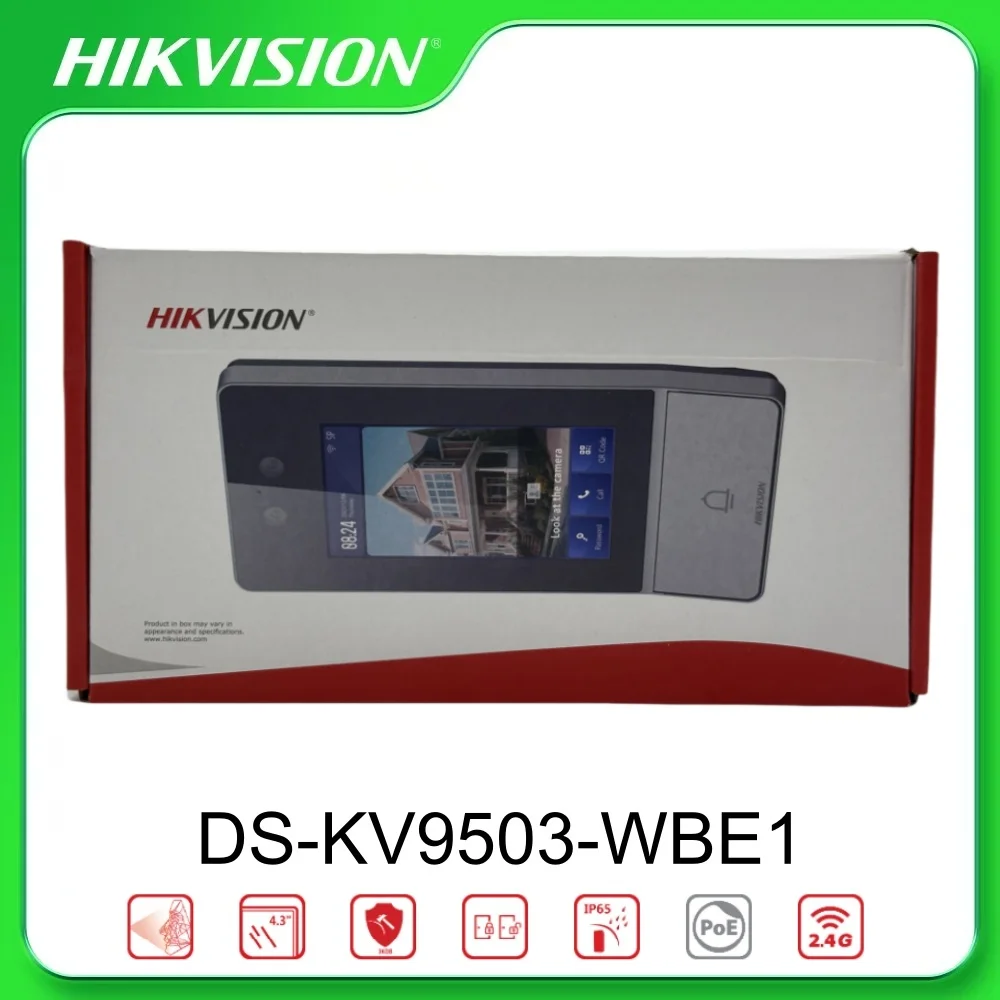 

Hikvision DS-KV9503-WBE1 Металлическая антивандальная распознавание лиц IP-дверная станция для виллы 4,3-дюймовый цветной ЖК-экран 2-мегапиксельная камера