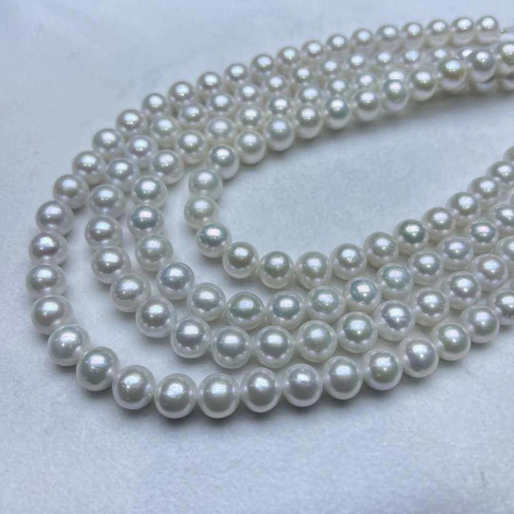 9-11mm Freshwater white color edison Round pearl strand cultured natural pearl beads