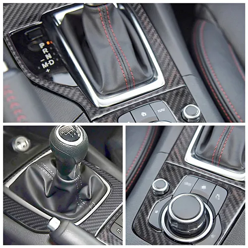 Imagen 2 del producto Panel de cambio de marchas de coche, cubierta decorativa, tiras embellecedoras, pegatinas de fibra de carbono para Mazda 3 Axela, accesorios interiores de estilo de coche