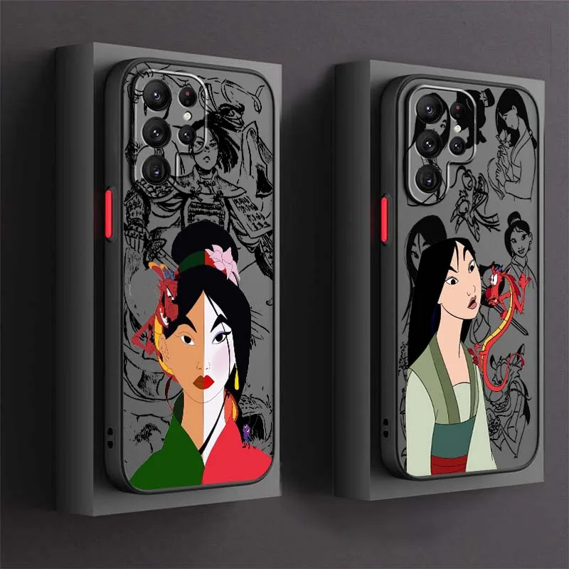 

Disney Anime Mulan For Samsung Galaxy S25 S24 S23 S22 S21 S20 S10 S9 Ultra Plus FE 5G Frosted Translucent Phone Case