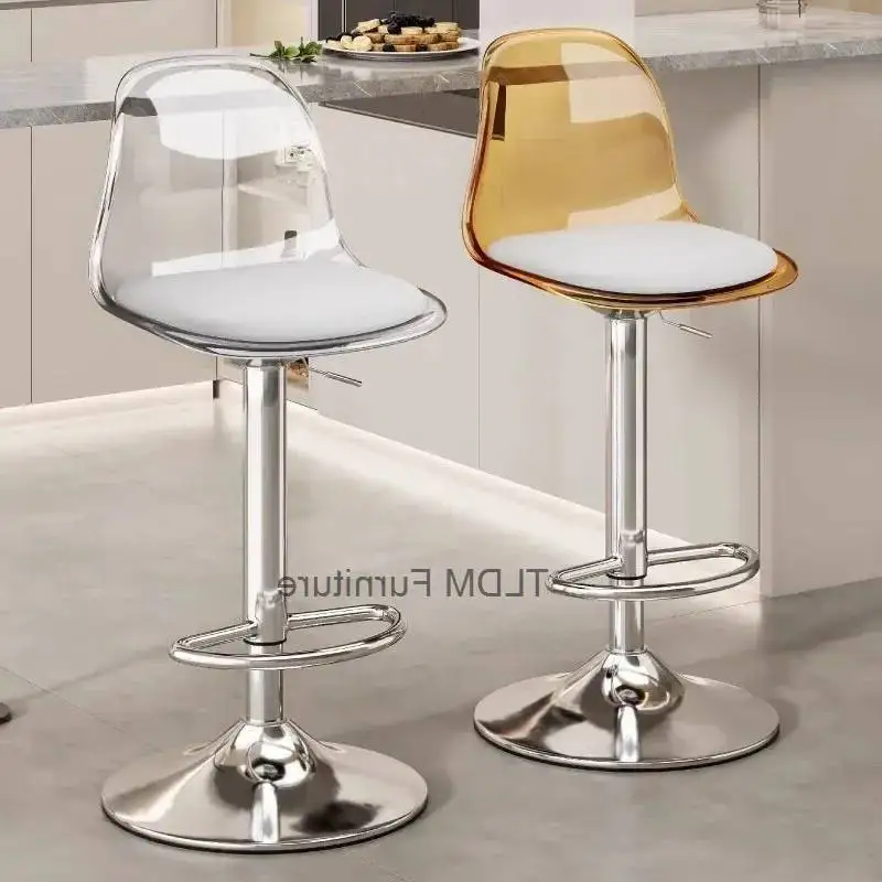 

Swivel Bar Reception Stools Adjustable Acrylic Light Luxury Lounge High Chairs Relaxing Party Taburetes De Bar Home Furniture