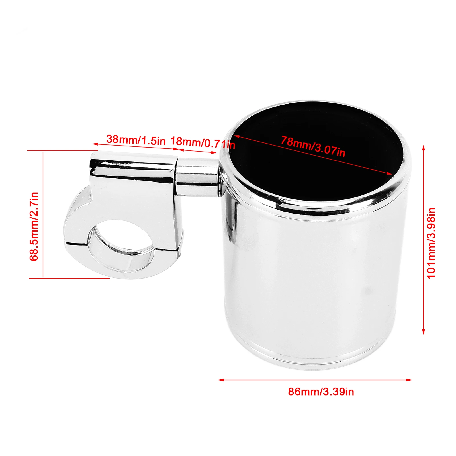 Handlebar Cup Holder Motorcycle Cup Holder Motorcycle Handlebar Cup Holder Chrome Adjustable Universal for ATV 22‑32mm Handle