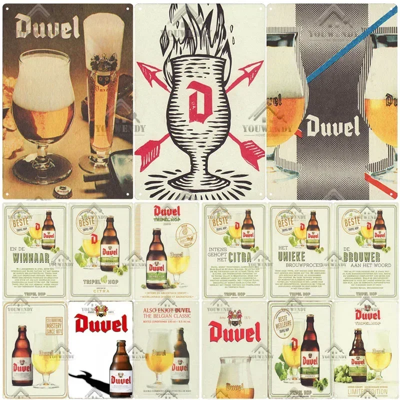 Duvel beer vintage metal poster, retro tin sign, decorative plate, room decoration for pub, bar, Cave, club, wall art decor