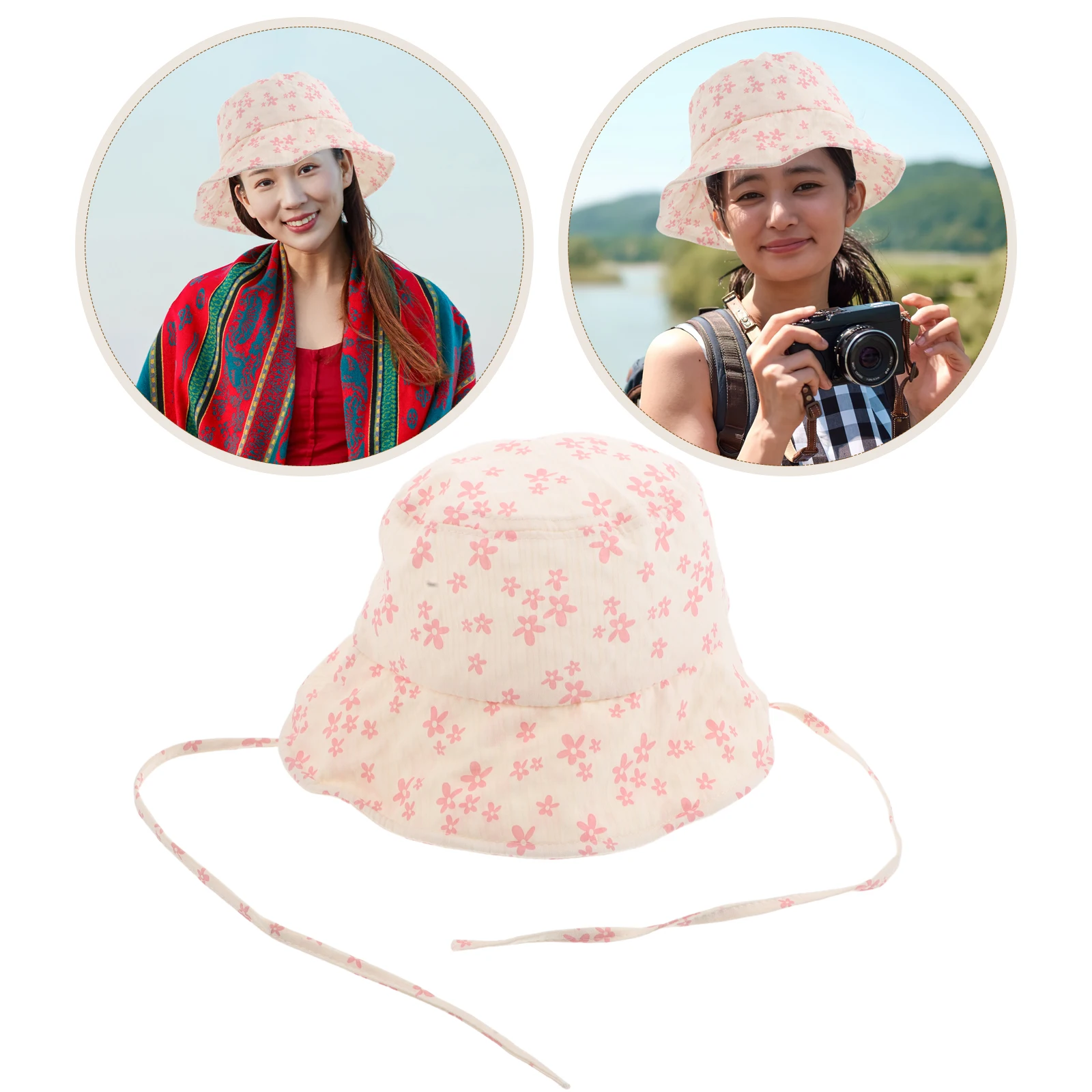 

Floral Bucket For Women Lightweight Sun Protection Wide Brim Beach Hiking Outdoor Elegant Fresh Adjustable Comfortable All Sizes