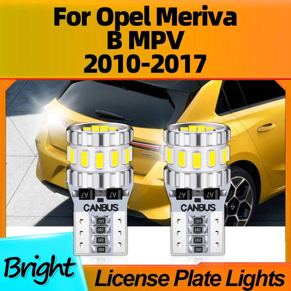 

2Pcs W5W Car LED Bulb License Plate Lights T10 High Quality For Opel Meriva B MPV 2010 2011 2012 2013 2014 2015 2016 2017