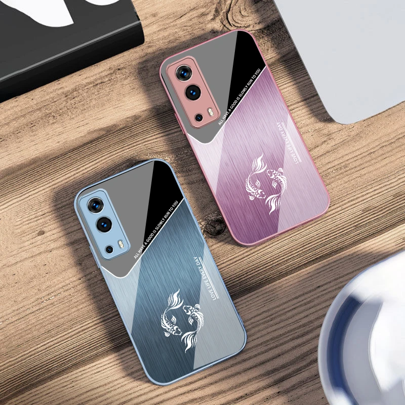 

Gradient Metallic Texture For Vivo Y76 16 55 V29 Lite 5G 25 23 30 IQOO Z9X 12 Pro Neo X200 100 90 60 Tempered Glass Phone Case