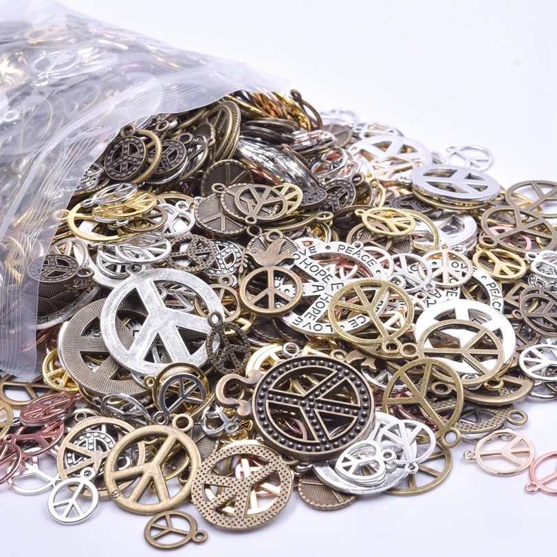 30/50/100pcs/Lot Random Mix Peace Symbol Charms Pendant For Jewelry Making Diy Necklace Bracelet Keychain Handmade Accessories