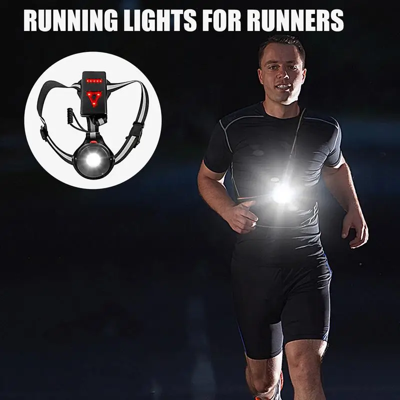 Running Flashlights For Runners High Brightness Sport Chest Light Flashlight With Warning Lights 3 Lighting Modes Long-Lasting