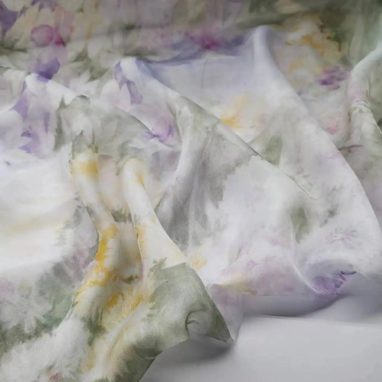Floral Pure Silk Chiffon Thin Fabric Width 135cm Soft 6mm Dress Scarf DIY Sewing Material