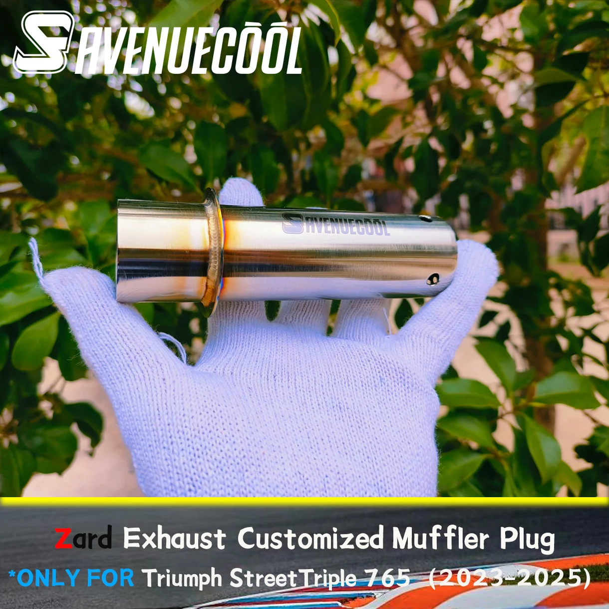 Avenuecoolstreettriple765 Motorcycle Modified Exhaust Pipe Stainless Steel Silencer Plug Modified Parts