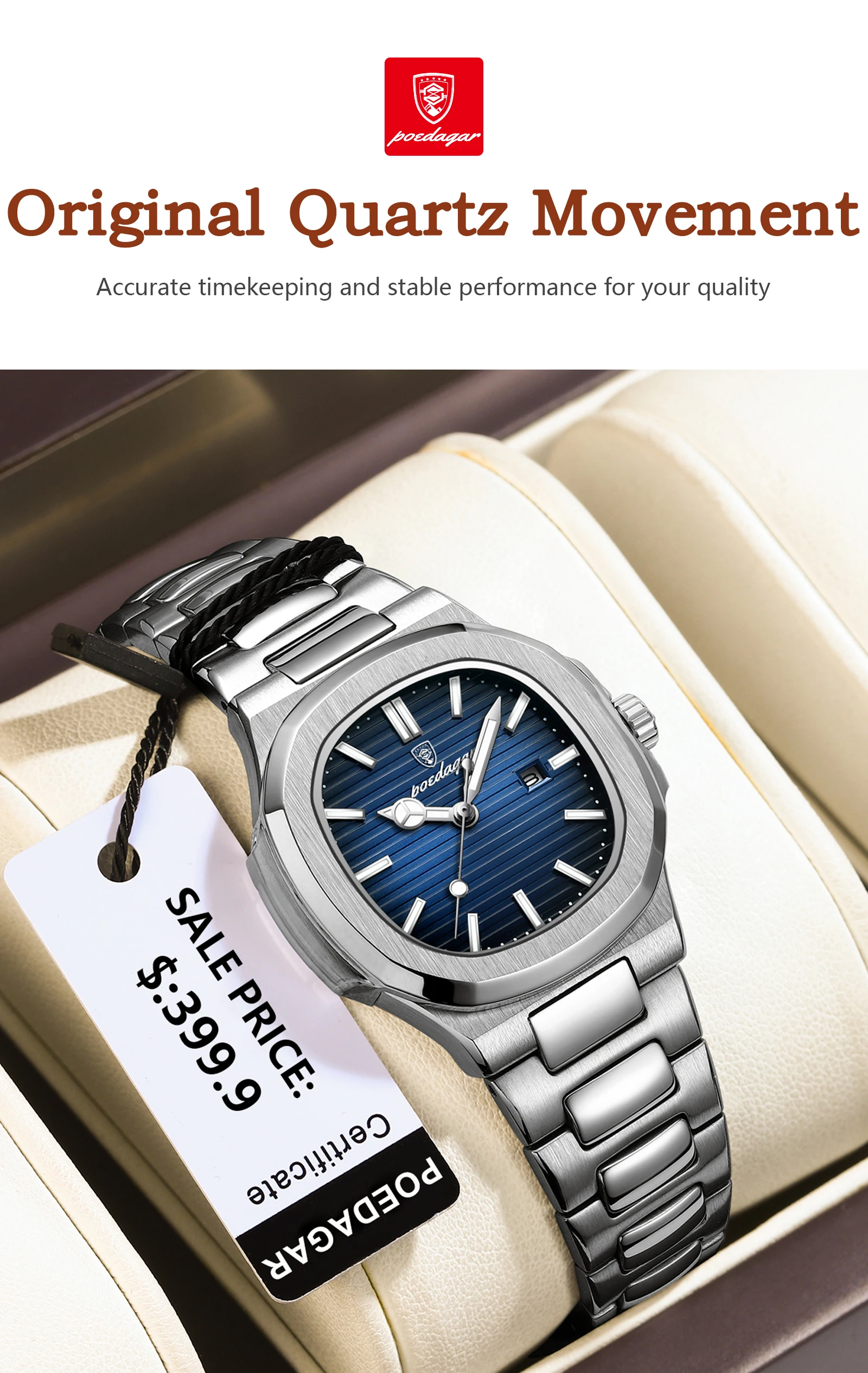 POEDAGAR Luxus Damen Quarzuhr Datum Wasserdicht Leuchtende Damen Armbanduhr Edelstahl Mode Uhren Für Frauen Reloj – Detail 7