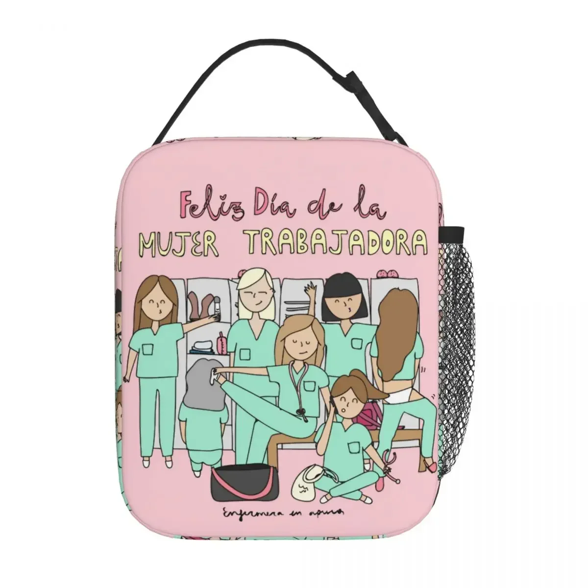 Enfermera En Apuros Pattern Nurse Lunch Bag Portable Doctor Nurse Medical Food Bags Cooler scatole per il pranzo isolate termicamente