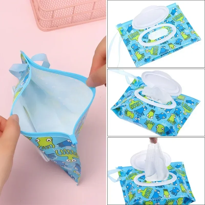 1PC Wet Wipes Bag with Snap Strap EVA Baby Wet Wipes Box Portable Reusable Wipes Container Eco-friendly Cleaning Wipes Case