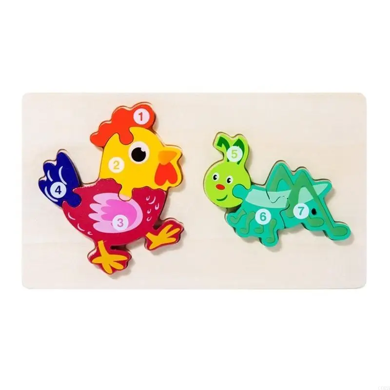 CORB Wooden Puzzle for Kids Animals Pattern Colorful Wooden Numbered Puzzles For Toddlers Learning Educational