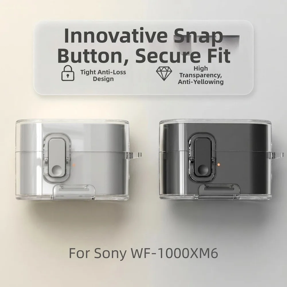 For Sony WF-1000XM6 Compatible Earphone Case ABS Material With Locking Mechanism 8x8x3cm Compact Protection Black Gray