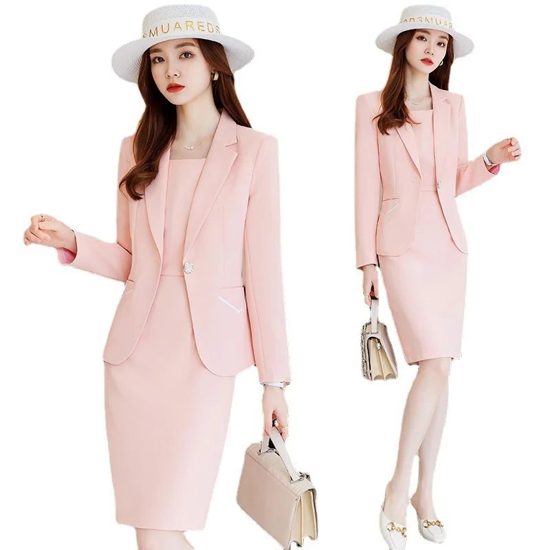 

Elegant Blazer Dress Suits Women Business Work Uniform Office Lady Professional Two Piece Set Suit Dress Female Fashion 2023