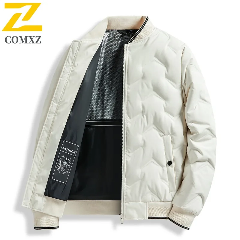 COMXZ Middle Aged Gray Duck Down Jacket Autumn Winter Business Casual Men Wear Versatile Outerwear Windproof Thermal windbreaker