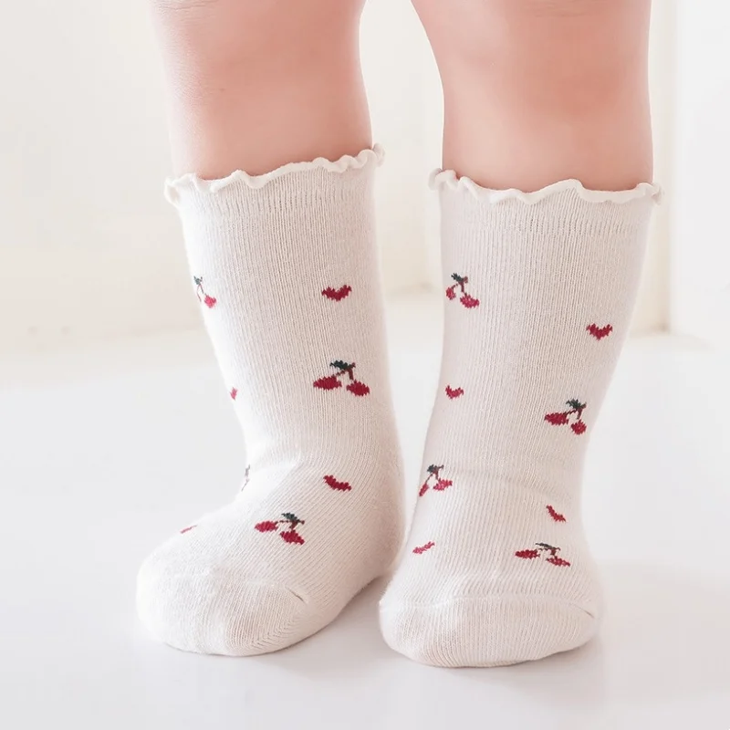New Printed Ruffled Socks For Boys Girls Infant Toddler First Walking Baby Socks Four Seasons Children's Anti-Slip Floor Socks