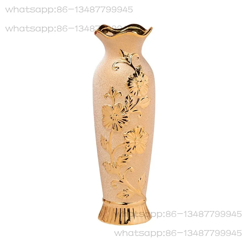 

Luxury Europe Gold-Plated Ceramic Vase Home Decor Creative Design Porcelain Decorative Flower Vase for Wedding Decoration