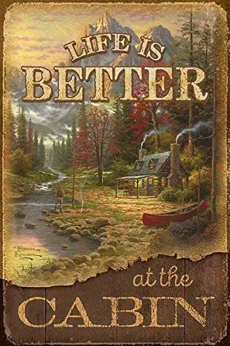Zmkdll life is better at the cabin metal logo wall decoration 30.48 cm x 20.32 cm sign