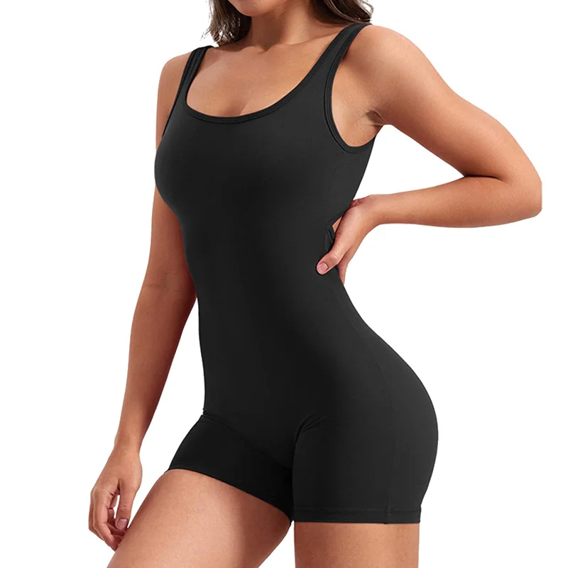 Shorts de sport dos nu sexy pour femmes, haut précieux de yoga, combinaison une pièce mince, levage de la hanche, monochromatique, nouveau, été