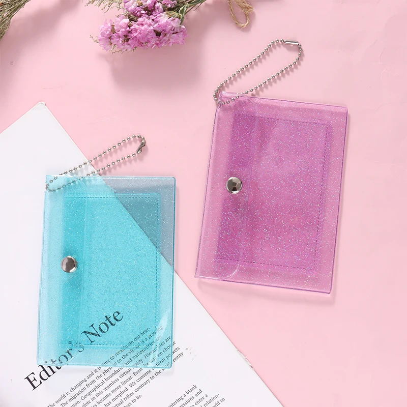 1Pc Carteira de cartão de crédito feminina Moda Transparente impermeável PVC Business Card ID Card Wallet Girl Coin Purse Bag