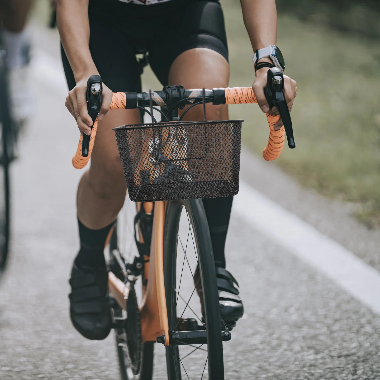 

Iron Bike Basket Front Sturdy Handlebar Mount Removable Cycling Storage Basket Large Capacity Durable Practical Metal Bike