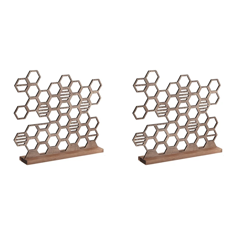 

AOAO-2X темно-коричневый подвесной держатель для сережек в форме сот, подставка для сережек, деревянный улей, подставка для ювелирных изделий, органайзер