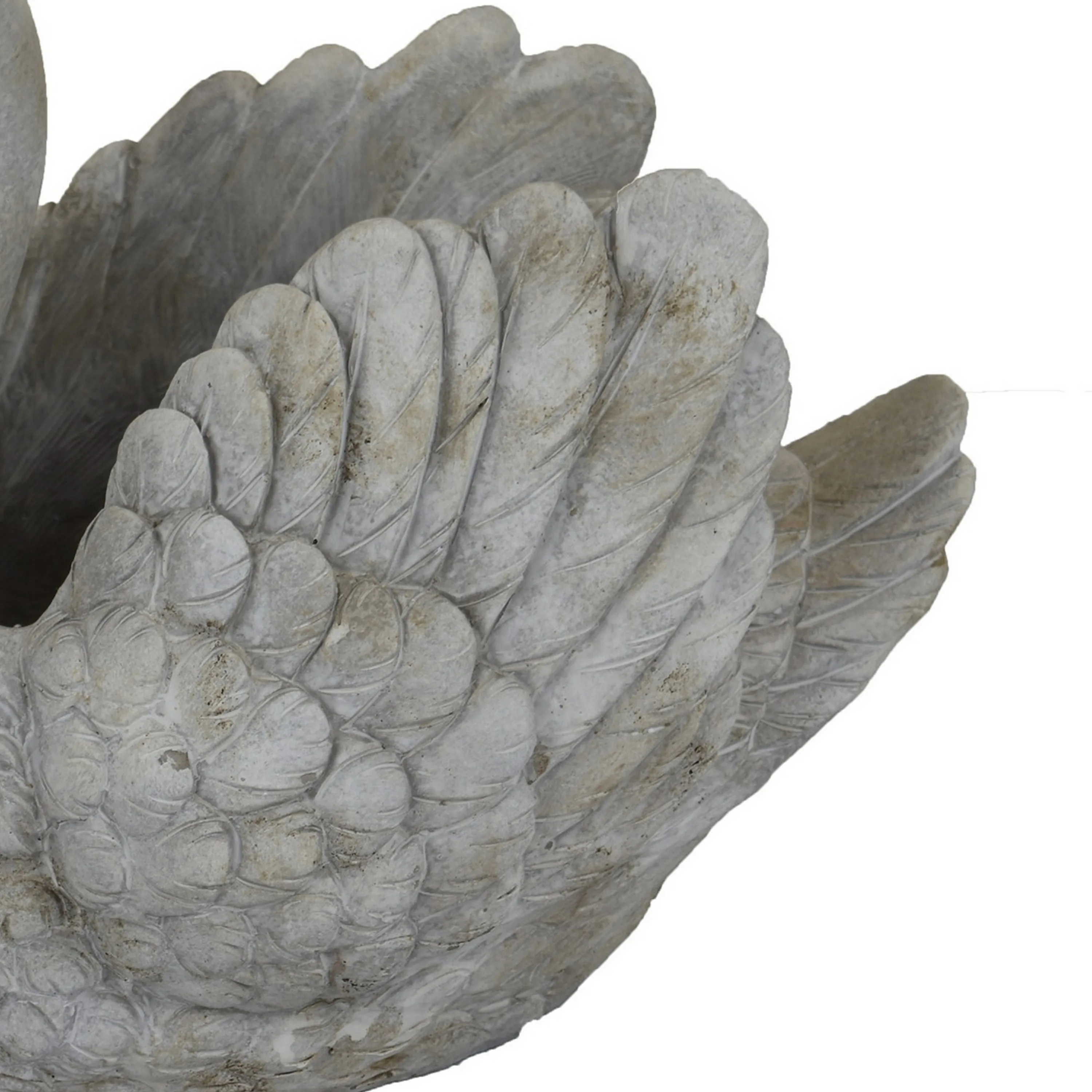 Jina Planter with Swan Sculpted Details, Gray Terracotta 10 Inch