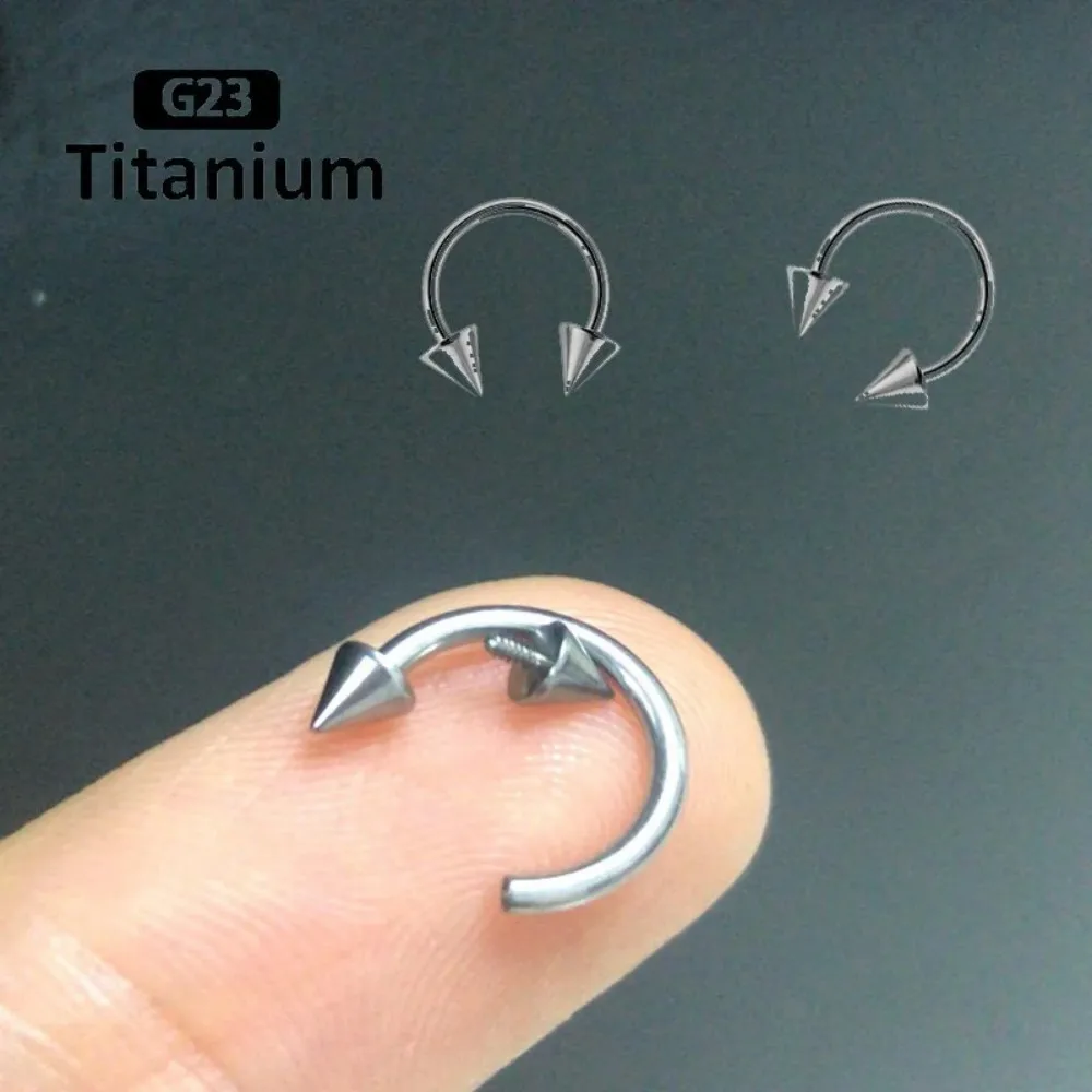 F136 Titanium Hoop Nose Rings Internally Threaded Septum Lip Circular Barbell Horseshoe Ear Tragus Helix Earrings Nose Piercing view 3